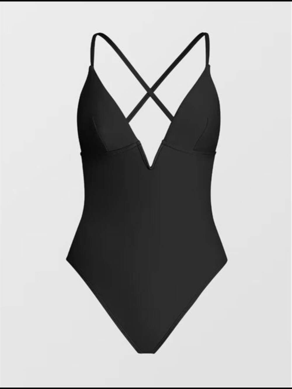 Cupshe Black Plunge V-Neck One-Piece Swimsuit with Crossstrap Open back Small